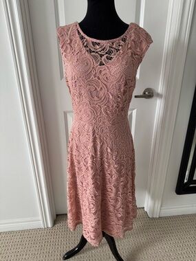 pink lace Dusty Rose Lace Midi Dress nwt 6